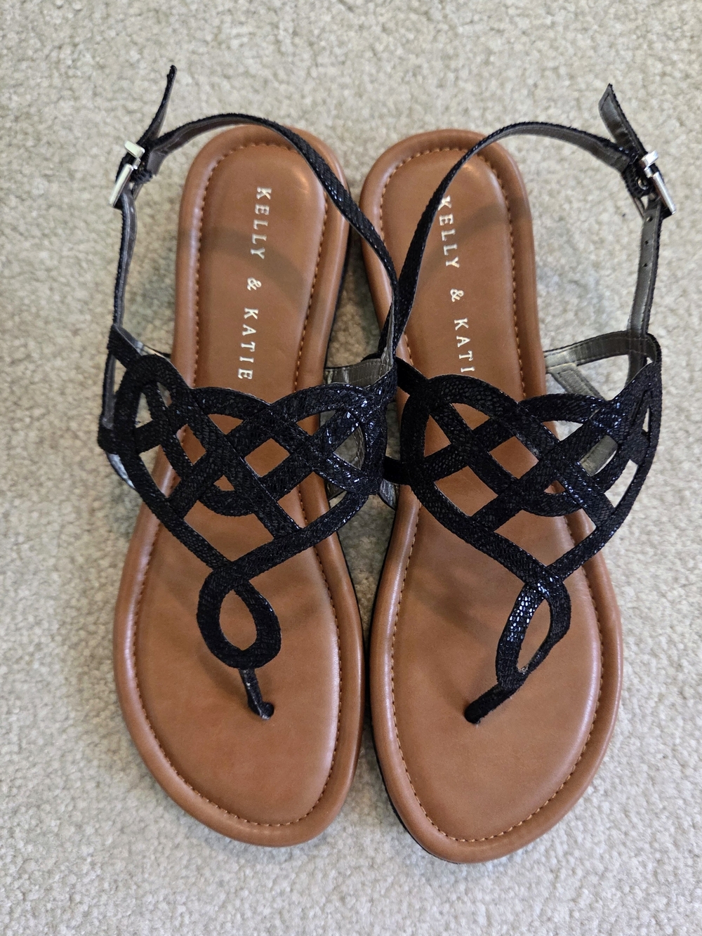 Kelly & Katie Black Payden Decorative Toe-Ring Sandals Women's Size 9
